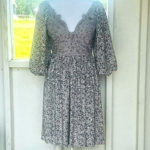 Lace Bralette Bodice Rayon Challis Floral Dress - NWT